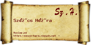 Szűcs Héra névjegykártya