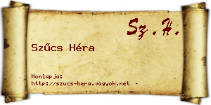 Szűcs Héra névjegykártya